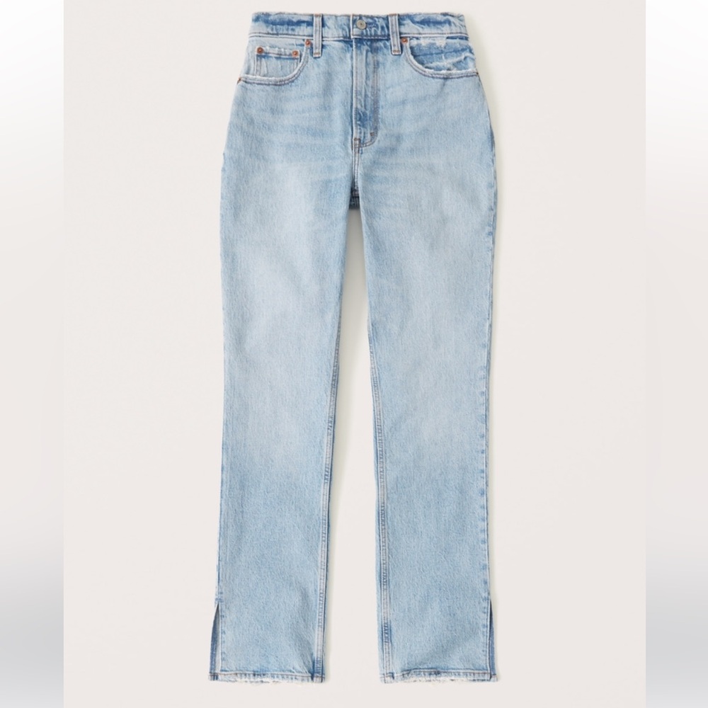 Abercrombie & Fitch 90s straight leg jeans curve love light blue wash